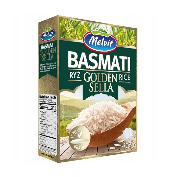 Melvit RYŻ BASMATI GOLDEN SELLA 4x 80g 320G - gotowy w 12-15 minut