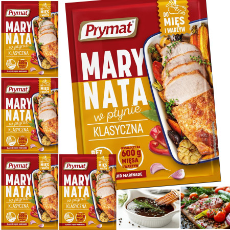 Prymat MARYNATA W PŁYNIE KLASYCZNA DO MIĘS WARZYW na 0,6KG mięsa 66ml x5=0,33L