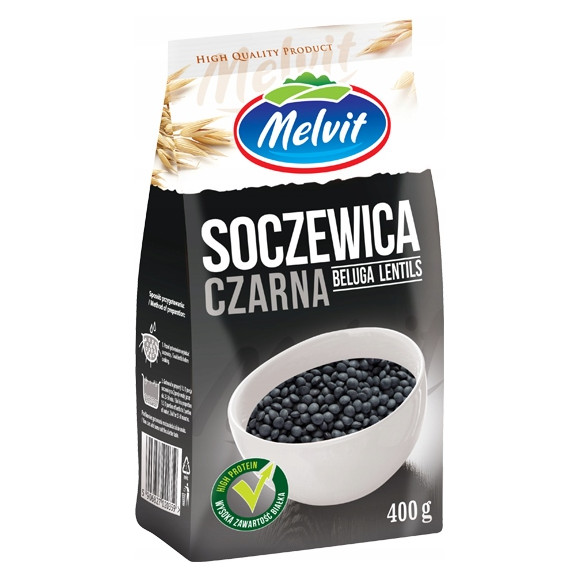 Melvit SOCZEWICA CZARNA BELUGA 0,4kg bardzo zdrowa wysoka zawartość białka
