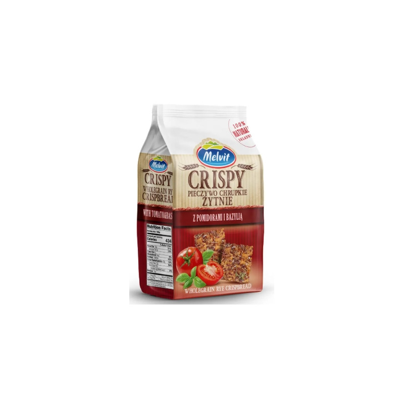 Melvit CRISPY pieczywo  ŻYTNIE z POMIDORAMI i BAZYLIĄ 150G KRÓTKA DATA