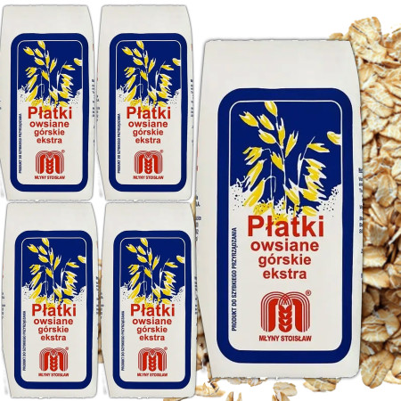 Młyny Stoisław PŁATKI OWSIANE GÓRSKIE Extra 500g x5 = 2,5kg
