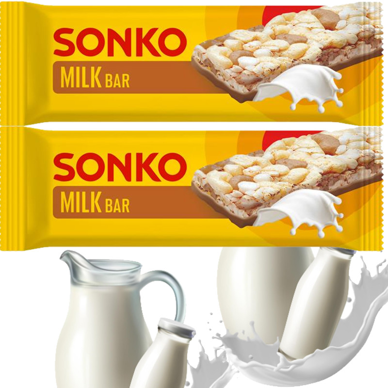 Sonko BATON KUKURYDZIANO RYŻOWY MLECZNY MILK BAR lekka przekąska 11g x2=22g