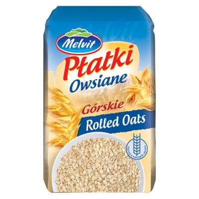 Melvit PŁATKI OWSIANE GÓRSKIE 100% 500g 0,5KG źródło błonnika wit z grupy B