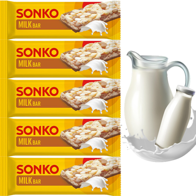 Sonko BATON KUKURYDZIANO RYŻOWY MLECZNY MILK BAR lekka przekąska 11g x5=55g