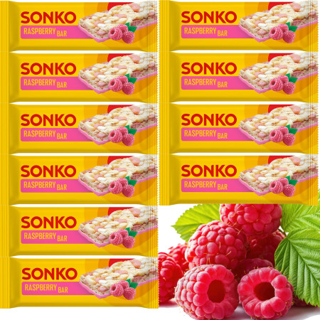 Sonko BATON KUKURYDZIANO RYŻOWY smak MALINA MALINOWY przekąska 11g x10 =110g