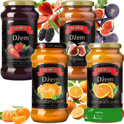 Konshurt MK DŻEM MIX 4 SMAKÓW owocowe pyszne słoik 315g x4 = 1,26kg