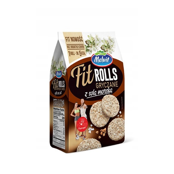 Melvit FIT ROLLS GRYCZANE Z SOLĄ MORSKĄ 60g mini wafle z gryki 1szt 5kcal