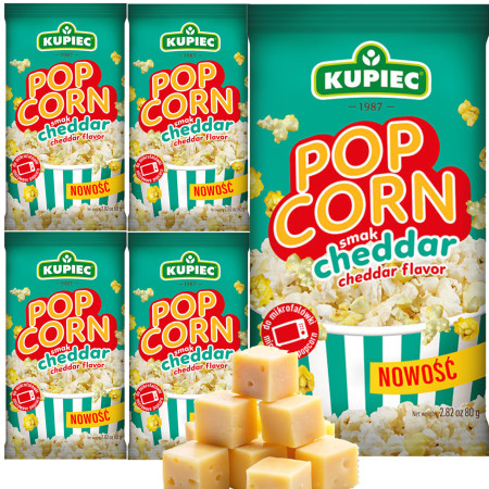 Kupiec POPCORN o smaku CHEDDAR do mikrofalówki SEROWY 80 x5 = 0,4kg