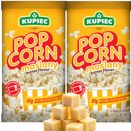 Kupiec POPCORN intensywny smak MAŚLANY 2 opakowania 80g x2 = 160g