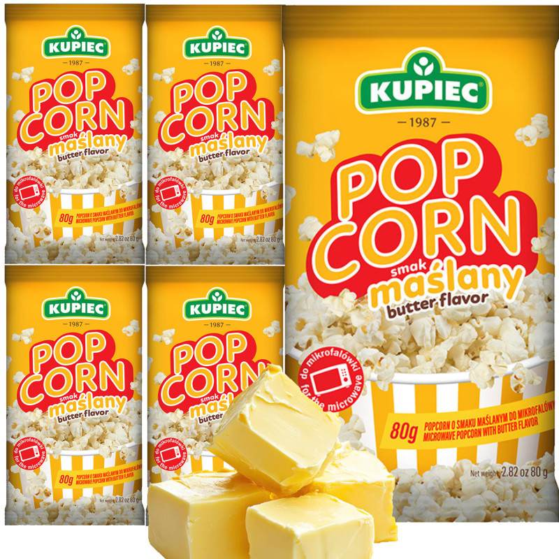 Kupiec POPCORN intensywny smak MAŚLANY przekąska  80g x5 = 0,4kg
