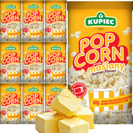 Kupiec POPCORN intensywny smak MAŚLANY przekąska  80g x10 = 0,8kg