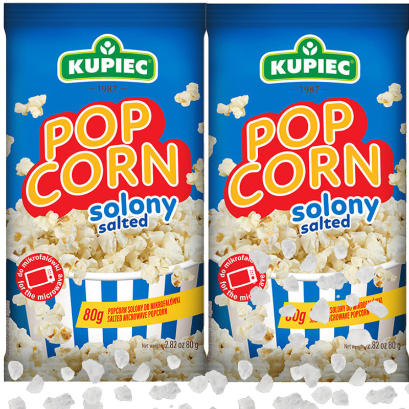 Kupiec POPCORN smak SOLONY słona przekąska 80g x2 = 160g