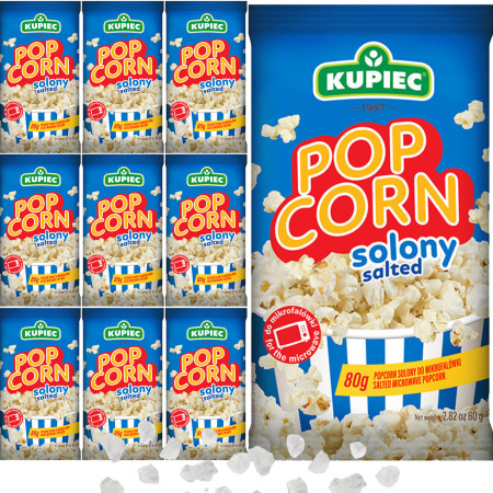 Kupiec POPCORN smak SOLONY słona przekąska 80g x10 = 0,8kg