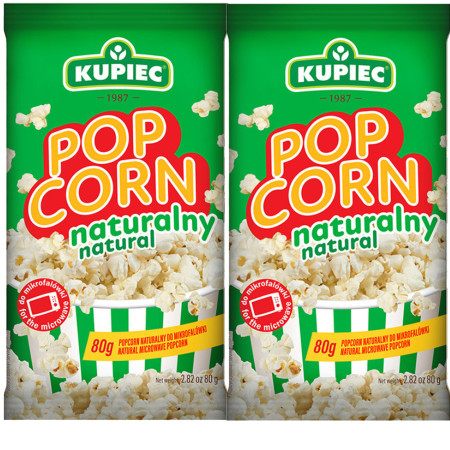 Kupiec POPCORN NATURALNY do mikrofalówki naturalny 80g x2 = 160g