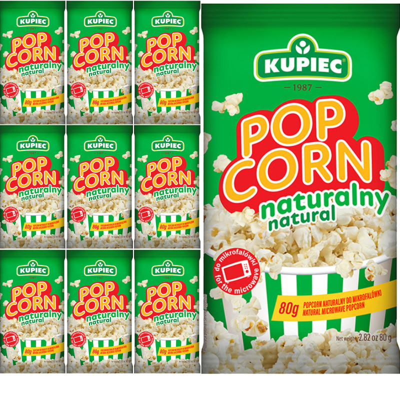 Kupiec POPCORN NATURALNY do mikrofalówki naturalny 80g x10 = 0,8kg