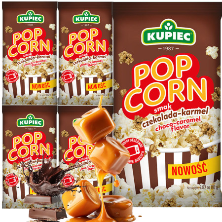 Kupiec POPCORN smak CZEKOLADA KARMEL do mikrofalówki 80g x5 = 0,4kg