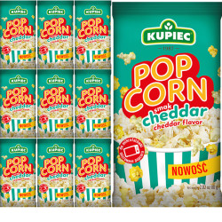 Kupiec POPCORN o smaku CHEDDAR do mikrofalówki SEROWY 80g x10= 0,8kg