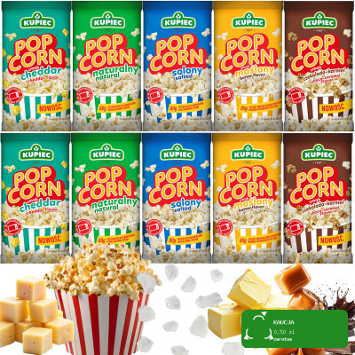 Kupiec POPCORN MIX 5 SMAKÓW x2 do mikrofalówki przekąska 80g x10 = 0,8kg