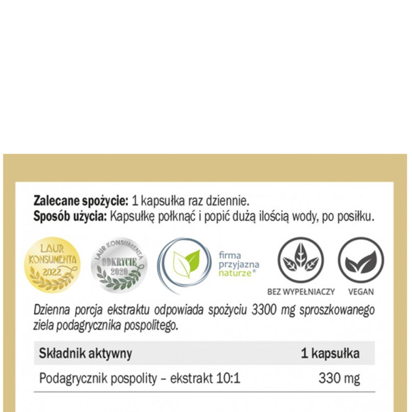 Yango PODAGRYCZNIK POSPOLITY 420mg wprarcie TRAWIENIE DNA MOCZANOWA 90 kaps
