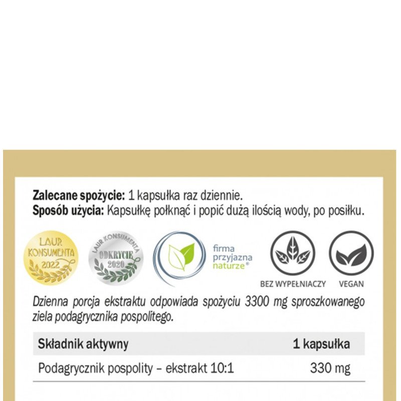 Yango PODAGRYCZNIK POSPOLITY 420mg wprarcie TRAWIENIE DNA MOCZANOWA 90 kaps