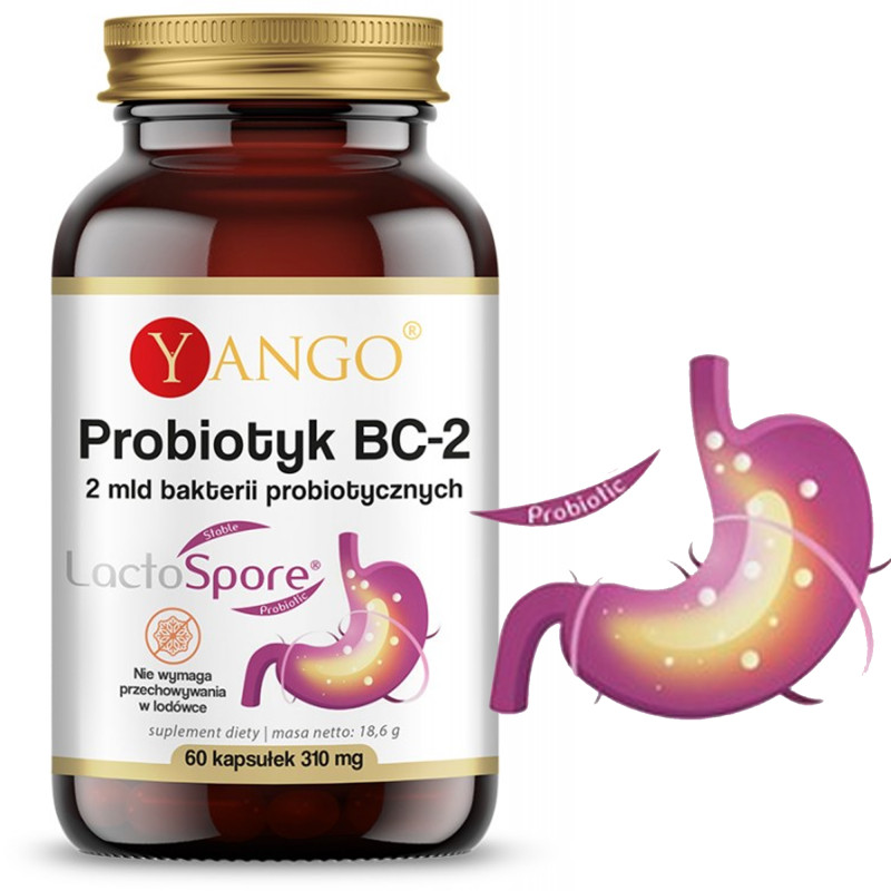 Yango PROBIOTYK BC-2 Bacillus Coagulans LactoSpore 2 mld CFU Wege 60 kaps.