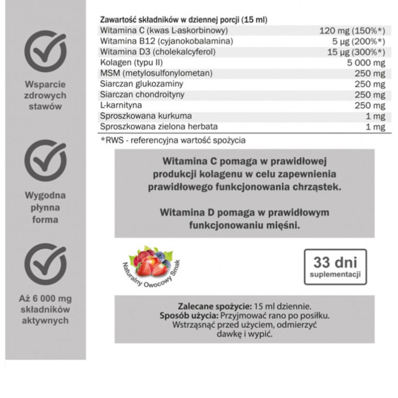 Yango KOLAGEN NA STAWY 5000mg + Glukozamina MSM 500ml