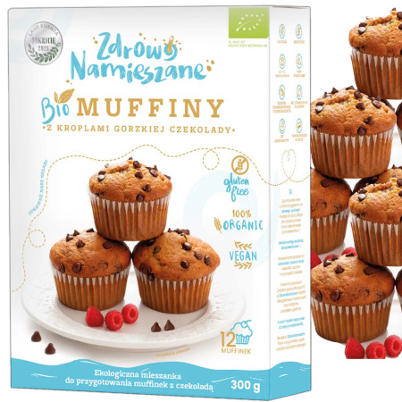 Zdrowo Namieszane BIO MUFFINY Z KROPLAMI GORZKIEJ CZEKOLADY 300g