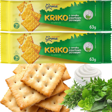 Grana KRIKO KRAKERSY o smaku JOGUTROWO-ZIOŁOWYM bez oleju palmowego 63g x2