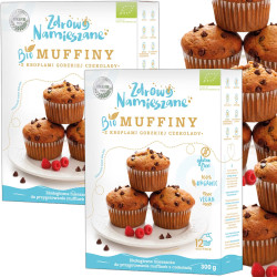 Zdrowo Namieszane BIO MUFFINY Z KROPLAMI GORZKIEJ CZEKOLADY 300g x2 = 0,6kg