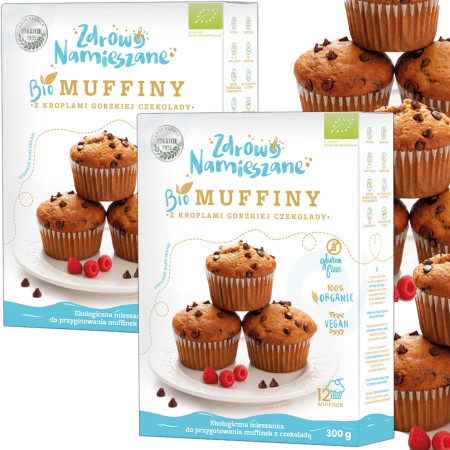 Zdrowo Namieszane BIO MUFFINY Z KROPLAMI GORZKIEJ CZEKOLADY 300g x2 = 0,6kg
