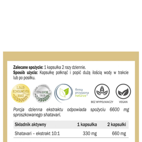 Yango SHATAVARI wsarcie MENOPAUZA RÓWNOWAGA HORMONALNA 90 kapsułek