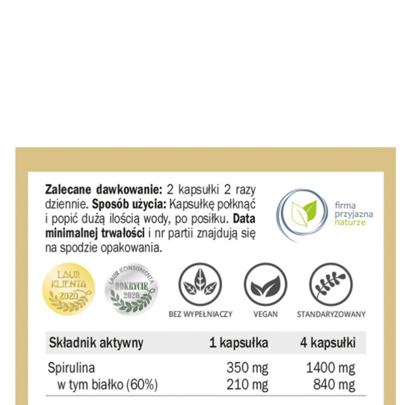 Yango SPIRULINA wsparcie ODCHUDZNIE ODPORNOŚĆ CHOLESTEROL 90 kapsułek