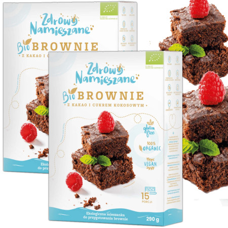 Zdrowo Namieszane BIO BROWNIE Z CUKREM KOKOSOWYM bezglutenowe 290g x2=0,58kg