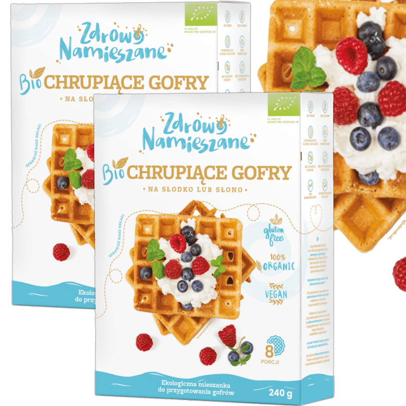 Zdrowo Namieszane BIO CHRUPIĄCE GOFRY NA SŁODKO SŁONO bezglutenowe 240g x2 = 0,48kg