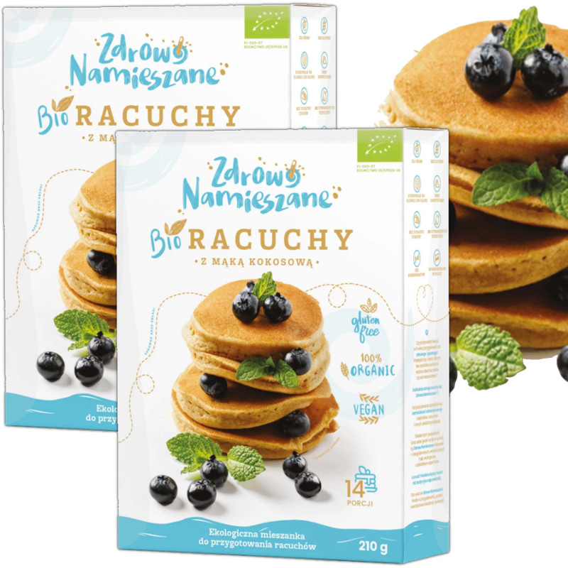 Zdrowo Namieszane BIO RACUCHY Z MĄKĄ KOKOSOWĄ bezglutenowe 210g x2= 0,42kg