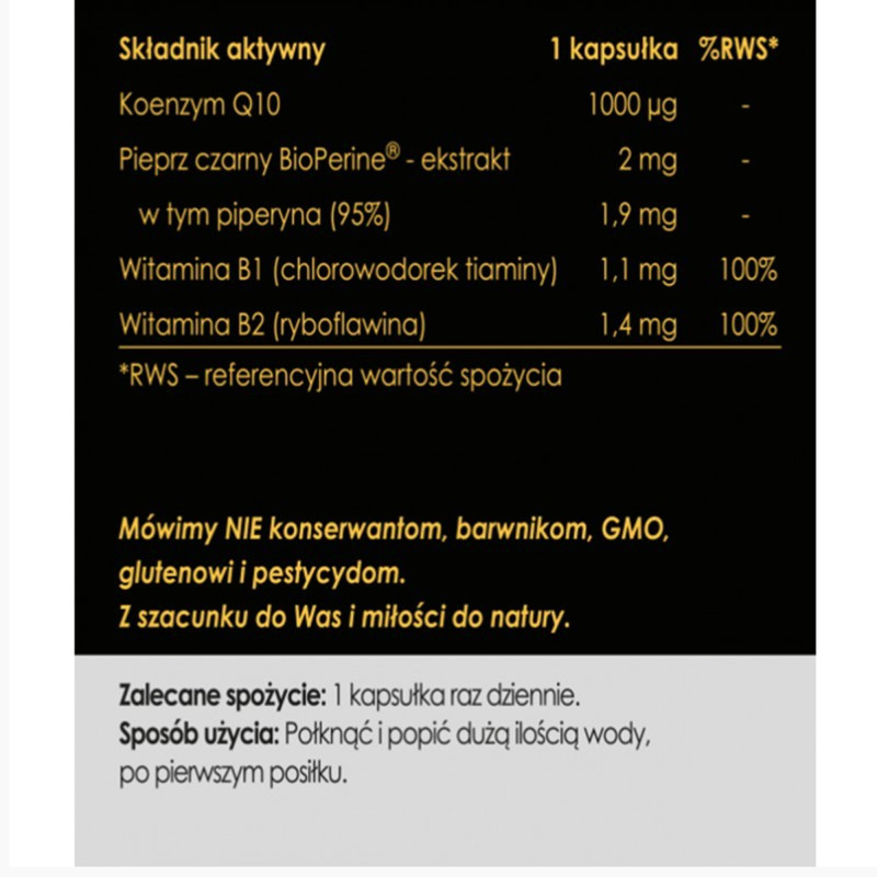 YANGO Panaseus KOENZYM Q10 MŁODOŚĆ 50 kapsułek CHWILOWO NIEDOSTĘPNY 