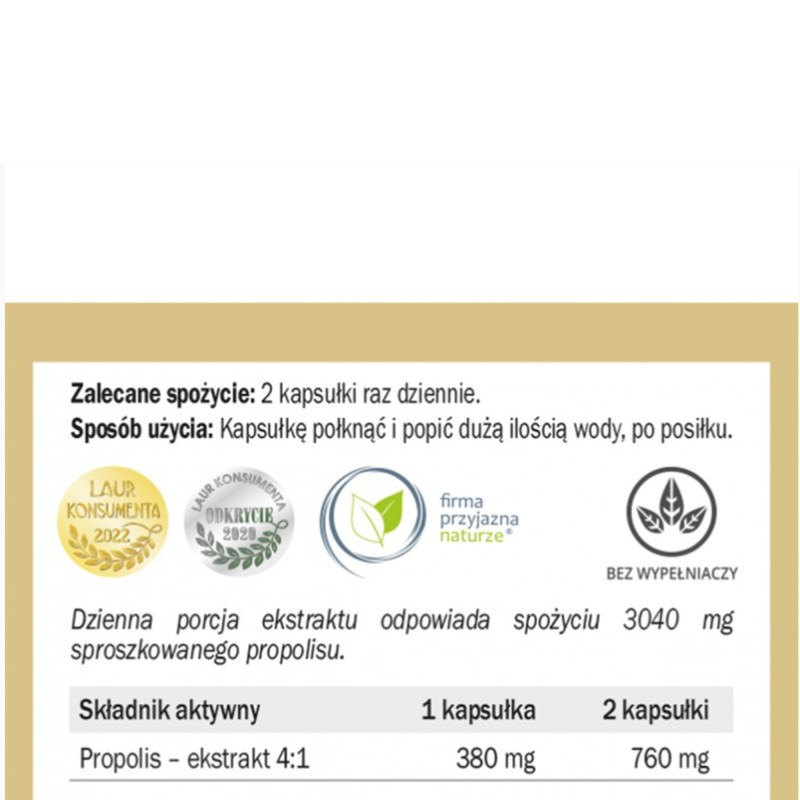 Yango PROPOLIS Ekstrakt 4:1 NATURALNY ANTYBIOTYK wsparcie: INFEKCJE 90kaps