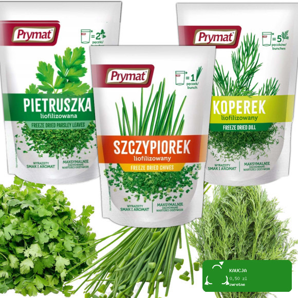 Prymat PIETRUSZKA KOPEREK SZCZYPIOREK do zup sosów sałatek  3 sztuki = 19g
