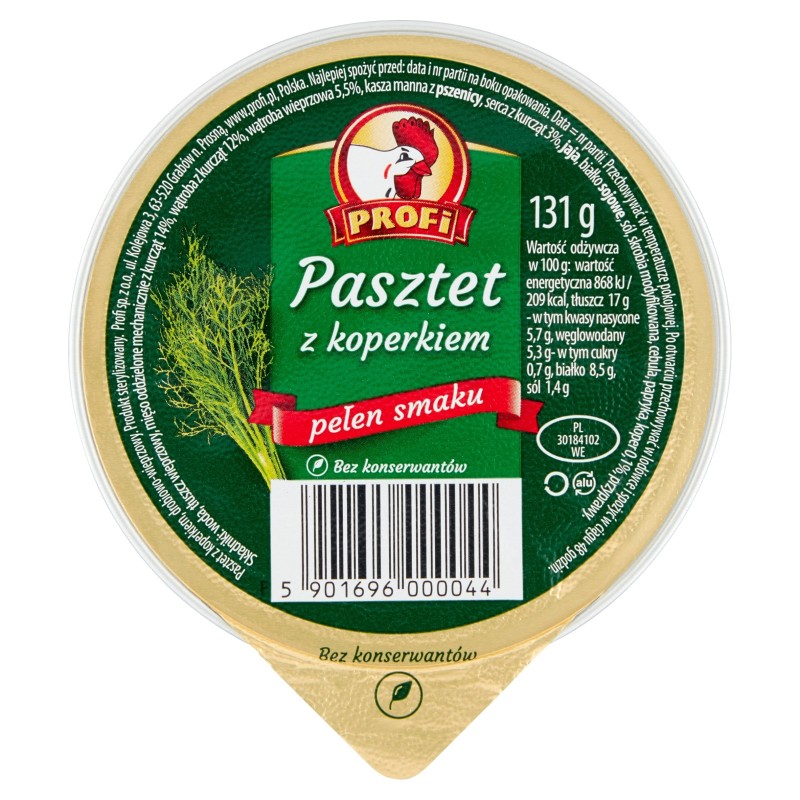 PASZTET DROBIOWO-WIEPRZOWY Z KOPERKIEM bez konserwantów