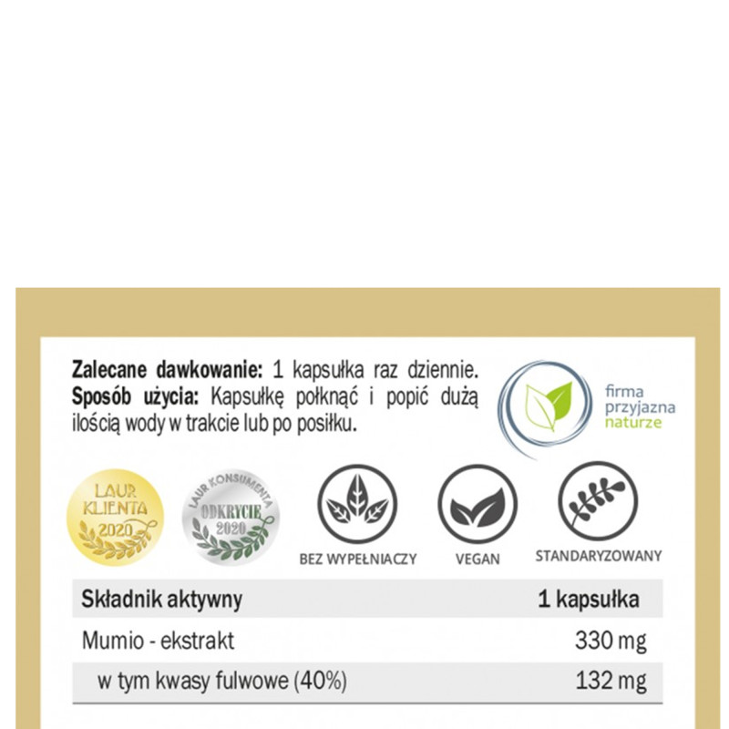 Yango MUMIO SHILAJIT 40% KWASÓW FELUROWYCH wsparcie ODPORNOŚĆ 90 kapsułek