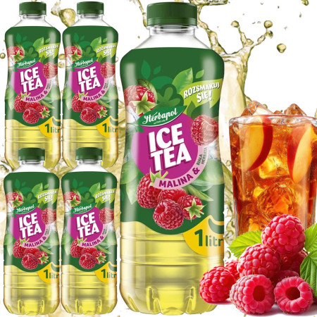Herbapol  NAPÓJ NIEGAZOWANY ICE TEA BIAŁA HERBATA Z MALINĄ 1L x5 = 5L
