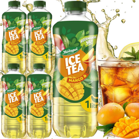 HERBAPOL Ice Tea Herbata zielona i mango Napój owocowo herbaciany 1L x5 = 5L