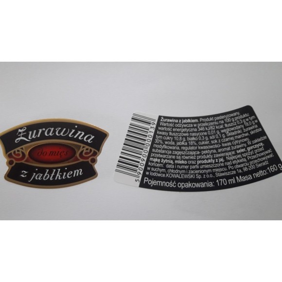 Kowalewski ŻURAWINA DO MIĘS Z JABŁKIEM dodatek do dań 170ml
