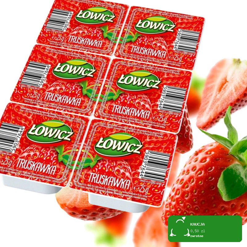 Łowicz PRZYSMAK OWOCOWY dżem konfitura MIX 4 SMAKÓW 25g x6 = 150g x4
