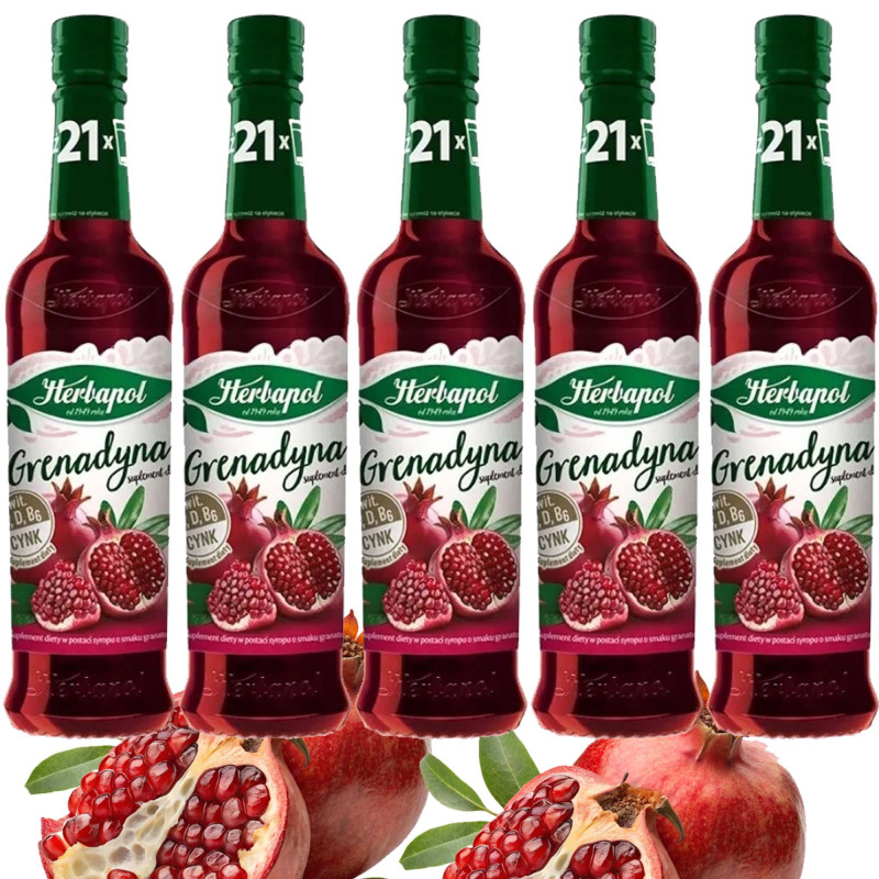 Kopia - Herbapol SYROP GRENADYNA dodatek do napoju GRANAT 410ml x5 = 2,05L