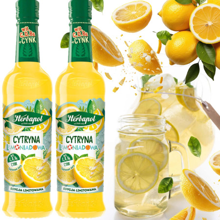 HERBAPOL syrop CYTRYNA LEMONIADOWA napój na lato LEMONIADA 420ml x2 = 0,84L