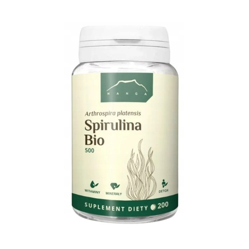 Nanga SPIRULINA BIO 500g 200 tabletek wsparcie DETOKSYKACJA ODPORNOŚĆ