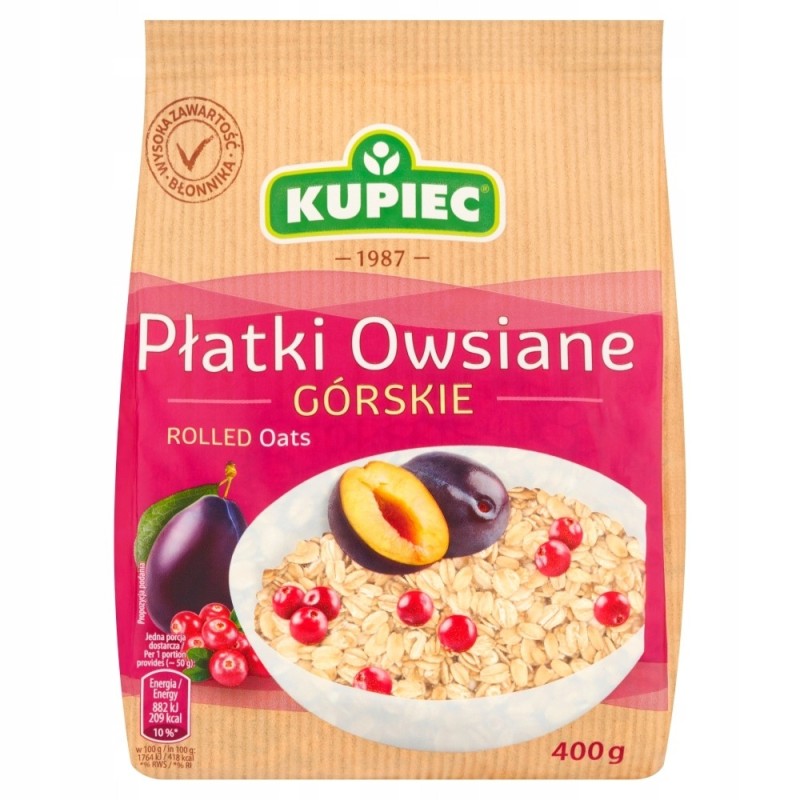Kupiec PŁATKI OWSIANE GÓRSKIE 400g 0,4KG
