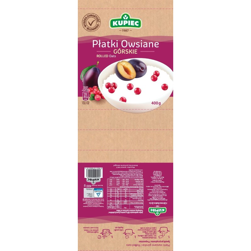 Kupiec PŁATKI OWSIANE GÓRSKIE 400g 0,4KG