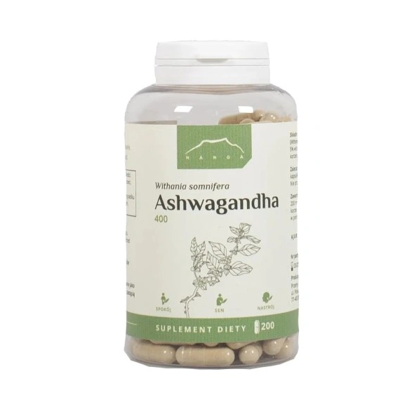 NANGA ASHWAGANDHA 400MG 200 kaps wsparcie UKŁAD NERWOWY STRES KRÓTKA DATA